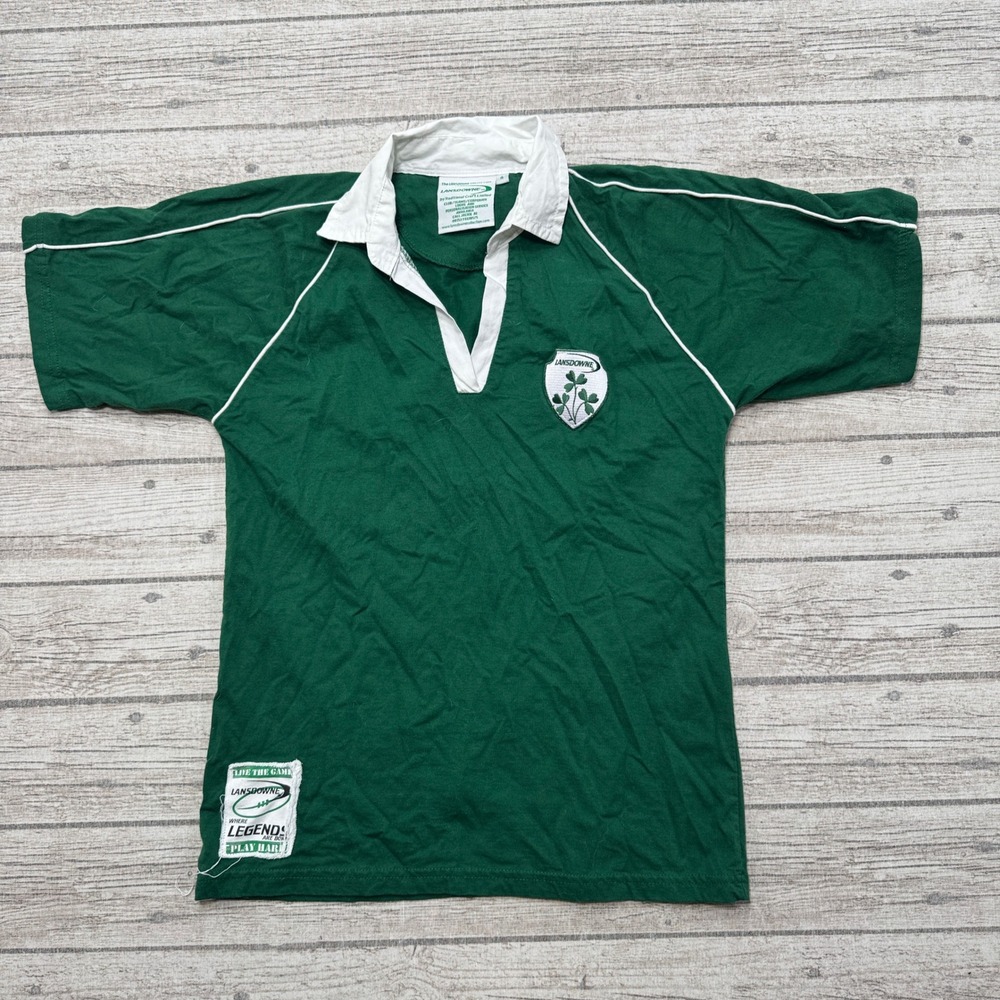 Lansdowne Rugby Shirt Youth 16 Green Shamrock Short Sleeve Athletic Sportswear